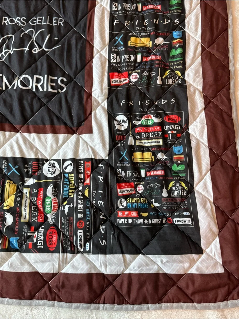 Vintage Friends TV Series Quilted Filled Blanket Throw 56x71 Gray Back Y2K Decor